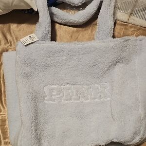PINK Victoria's Secret Soft Fuzzy Tote - Light Gray